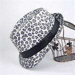 Leopard hat, hvid med sort og grå plet
